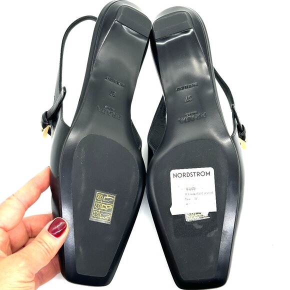 PRADA Modellerie Square Toe Mary Jane Leather Slingback Flat Sandals Shoes - Picture 15 of 16
